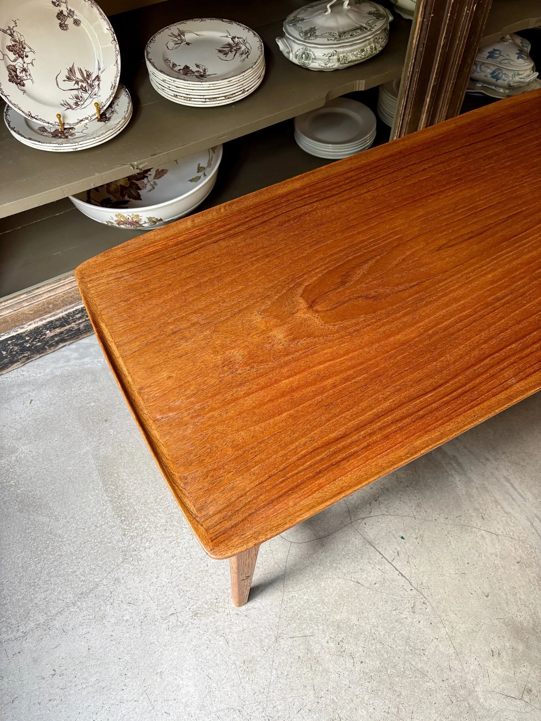 Danish coffee table in teak and rope by Arne Hovmand Olsen