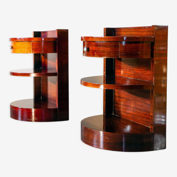 Pair of period and Art Deco style bedside tables, rosewood