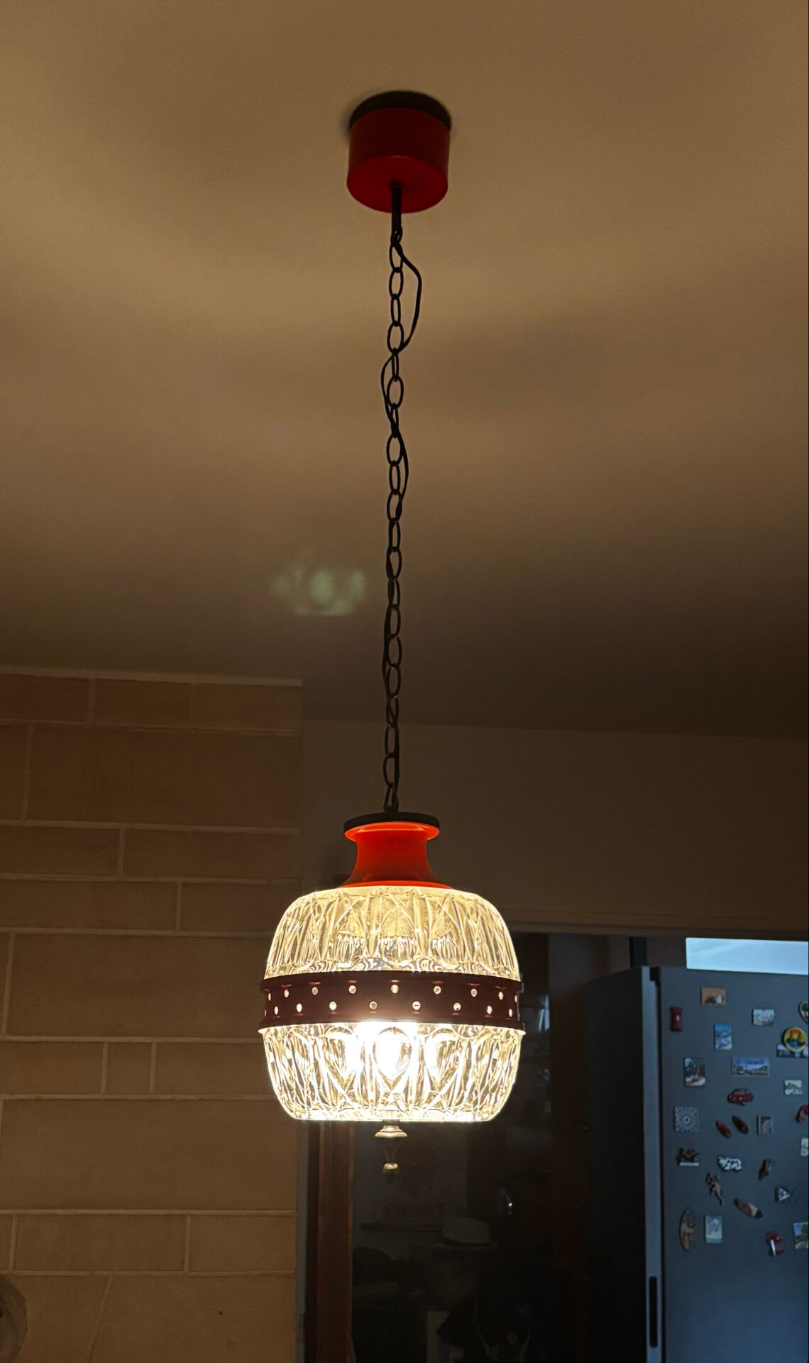 Suspension Mid Century en verre et métal