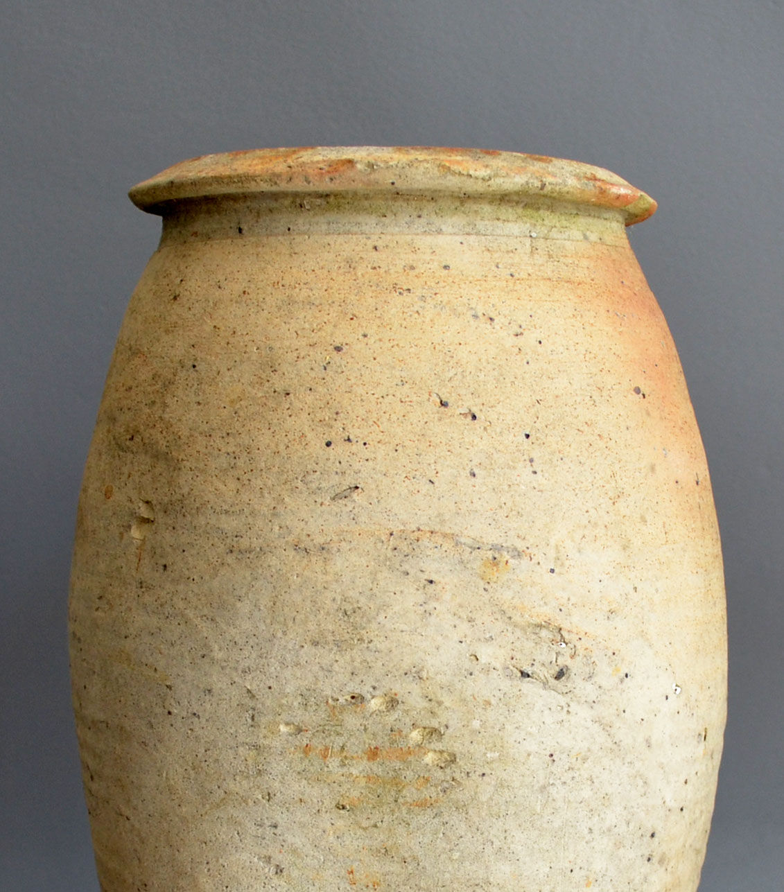Large earthen pot or jug turned