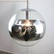 Suspension sphère vintage en verre et chrome, italie, 90s