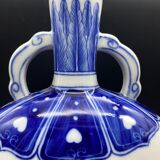 Vase gourde chinois en porcelaine blanche et bleue