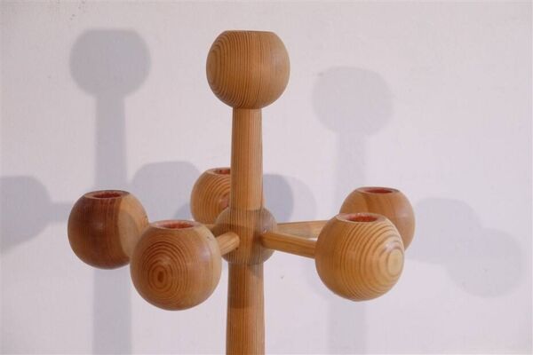 Chandelier scandinave en bois 1970
