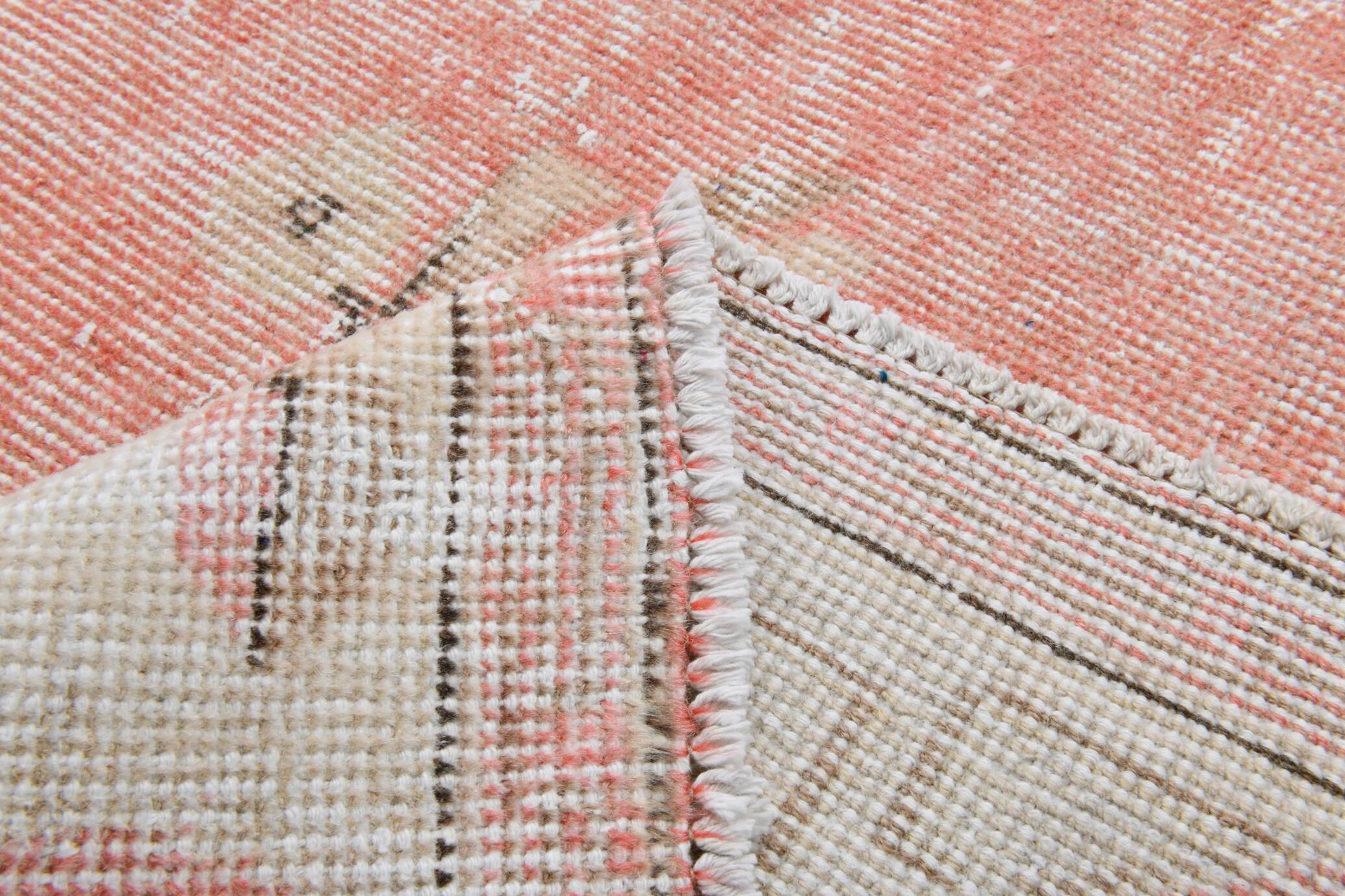 6x9 Turkish Soft Pink Bordered Vintage Rug, 191x282Cm