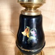 Lamp from the early 1900s, fabric cable, cotton shade.