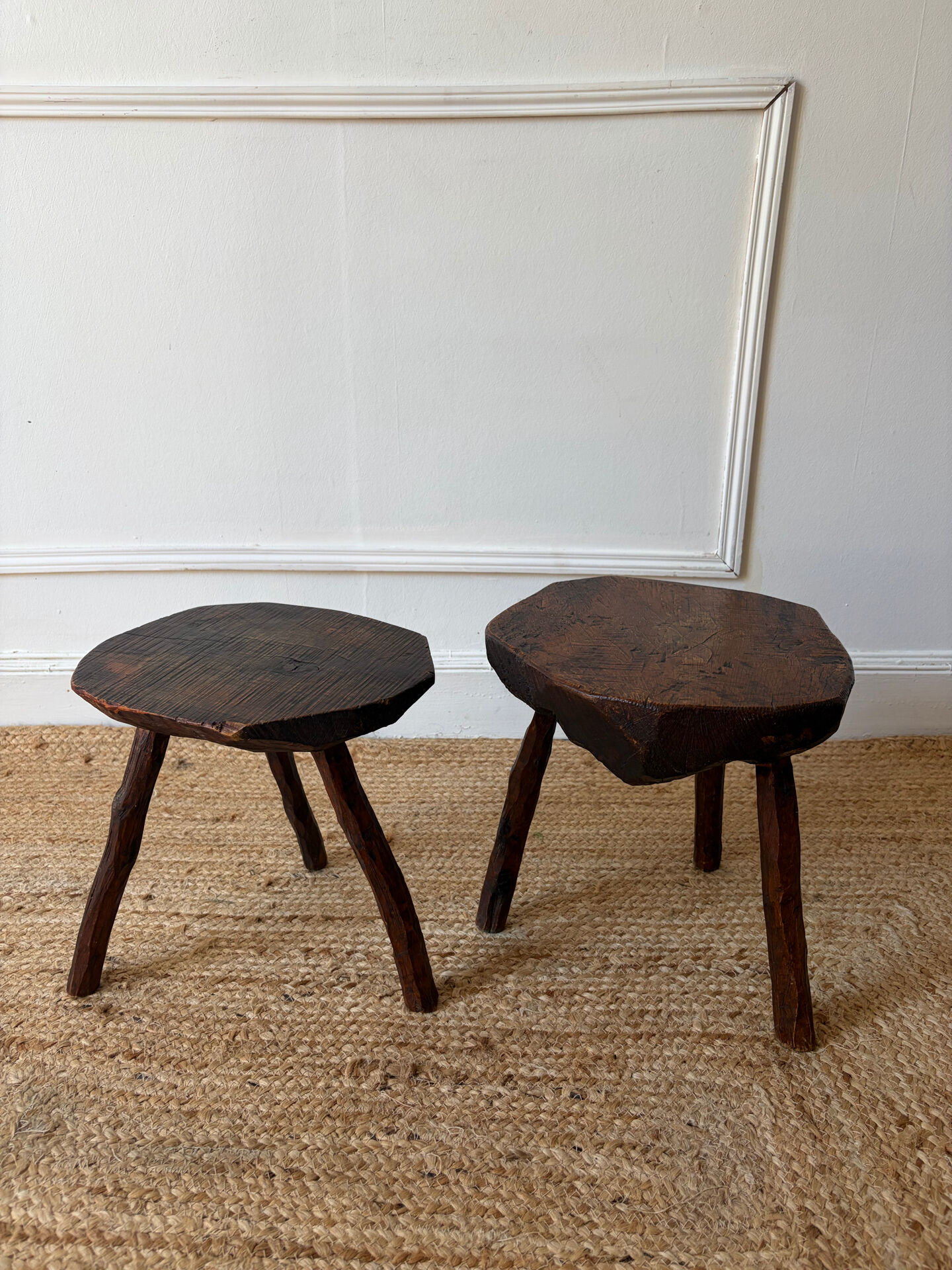 Paire de tabourets brutalistes 1950