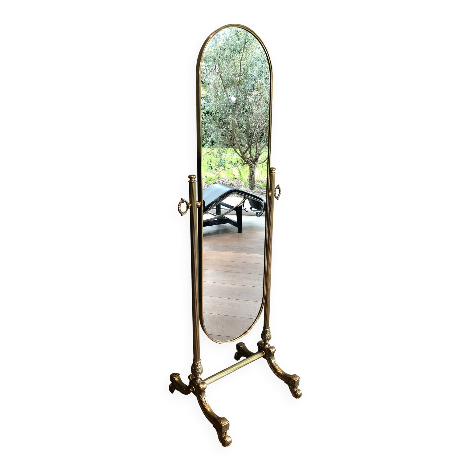 Miroir psyché en laiton de style néoclassique