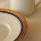 6 coffee cups + saucers in Gien porcelain – Empire style, gold trim