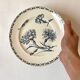Antique dishes on foot in Luneville carnation porcelain