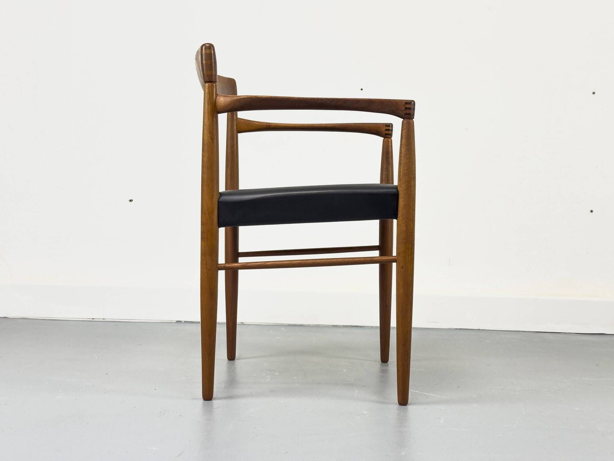 Teak and Leather Armchair by H. W. Klein for Bramin, 1960s
