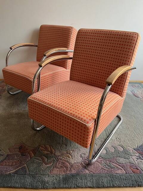 Pair of Mücke-Melder Cantilever Armchairs FN21 Famos, 1940s