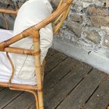 Pair rattan armchairs