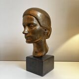 Sculpture portrait / bust, 'woman's face', robert delnest, bronze 1961