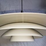 White pendant light, Scandinavian, space age, Poulsen style, 1990.