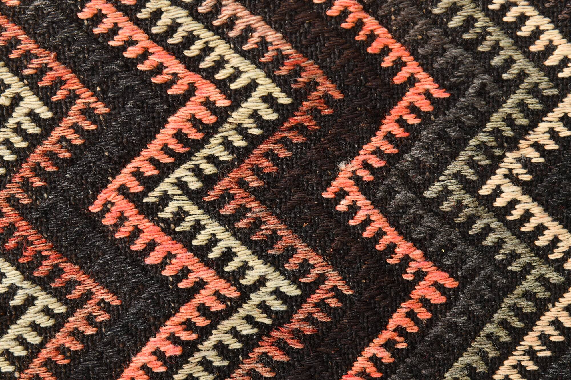 6x14 Pink & Brown Geometric Vintage Kilim Rug, 190x417Cm