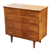 Vintage chest of drawers from the 50s in blond oak 4 drawers feet bobbin