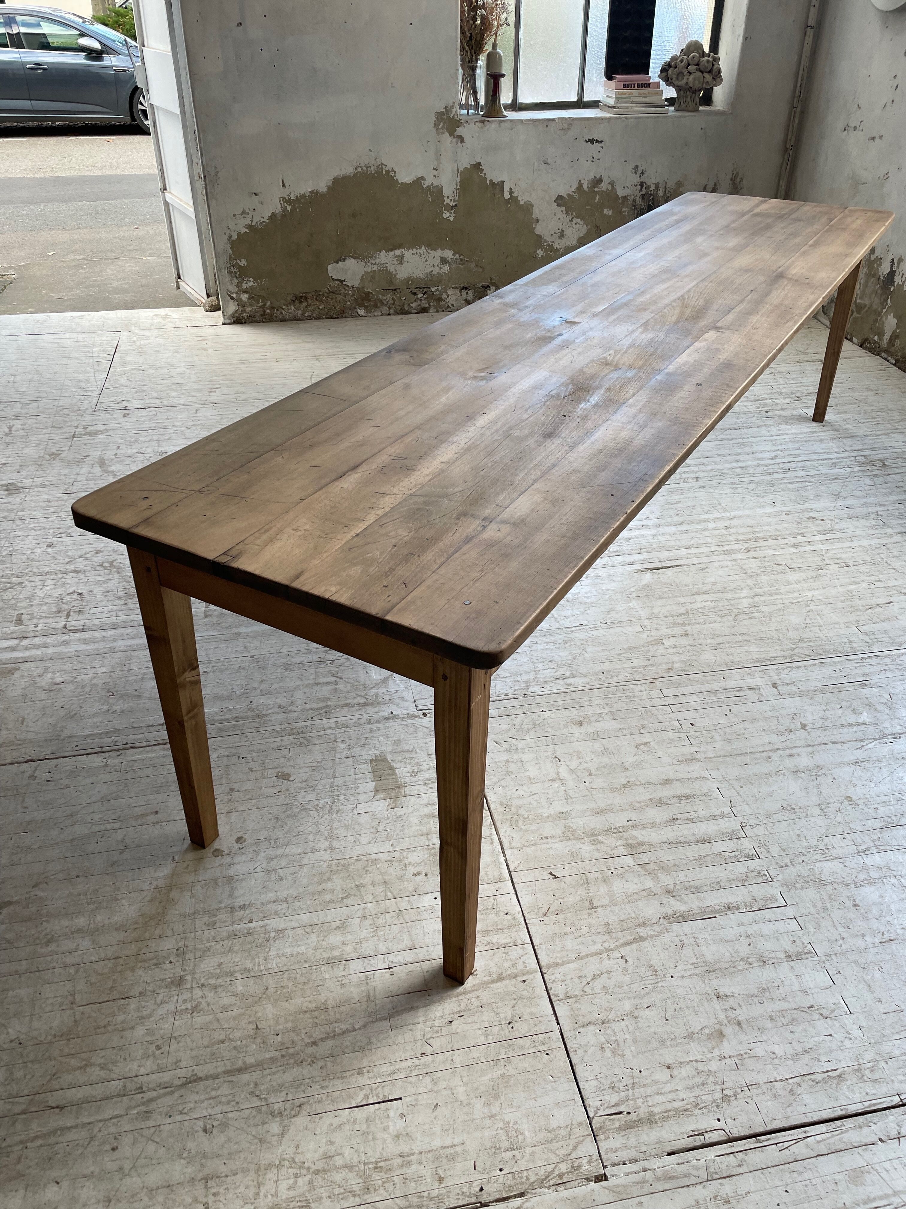XL farmhouse table in beech and pine 3m