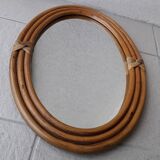 Oval rattan mirror