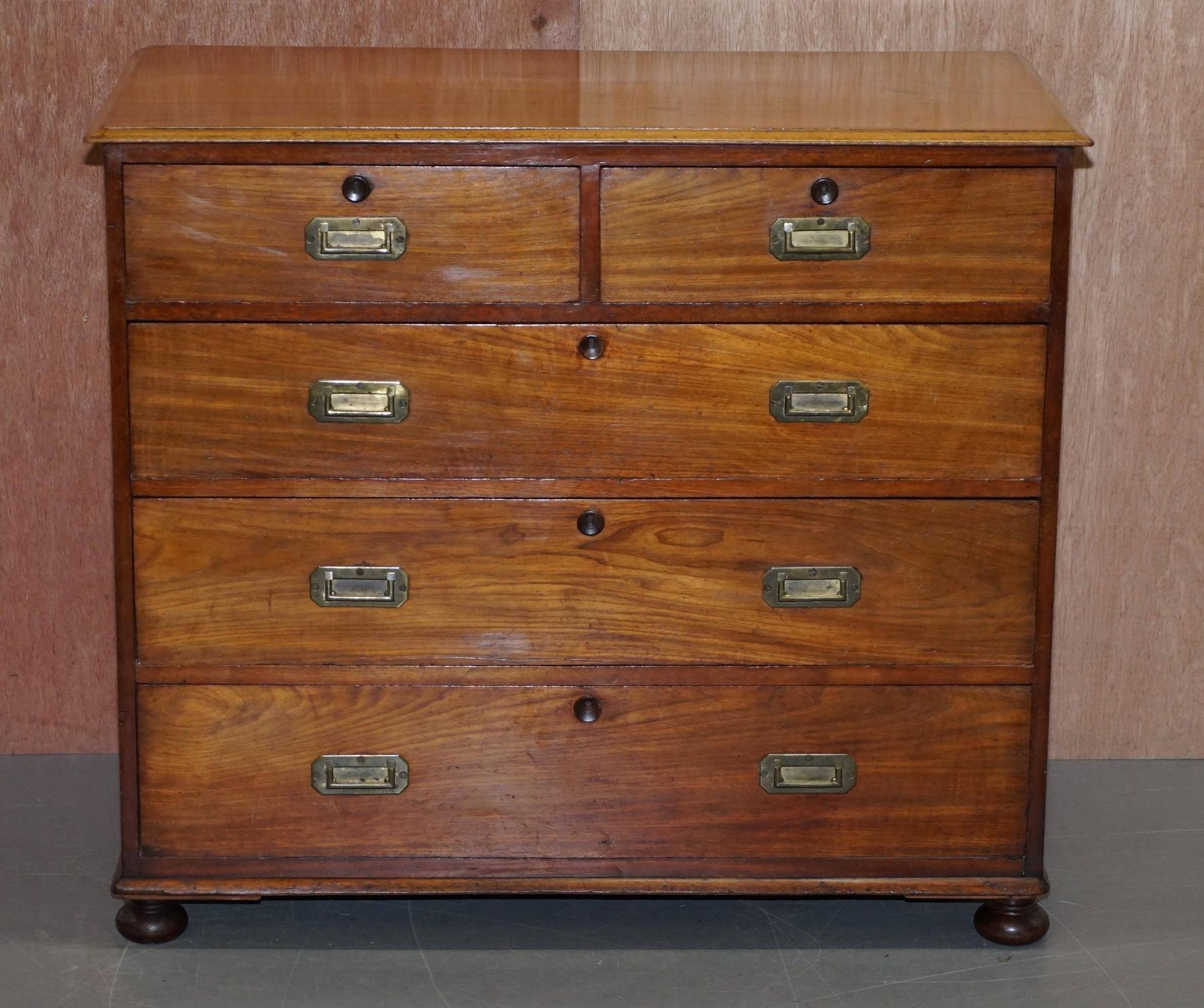Victorian military commode in patinated walnut.