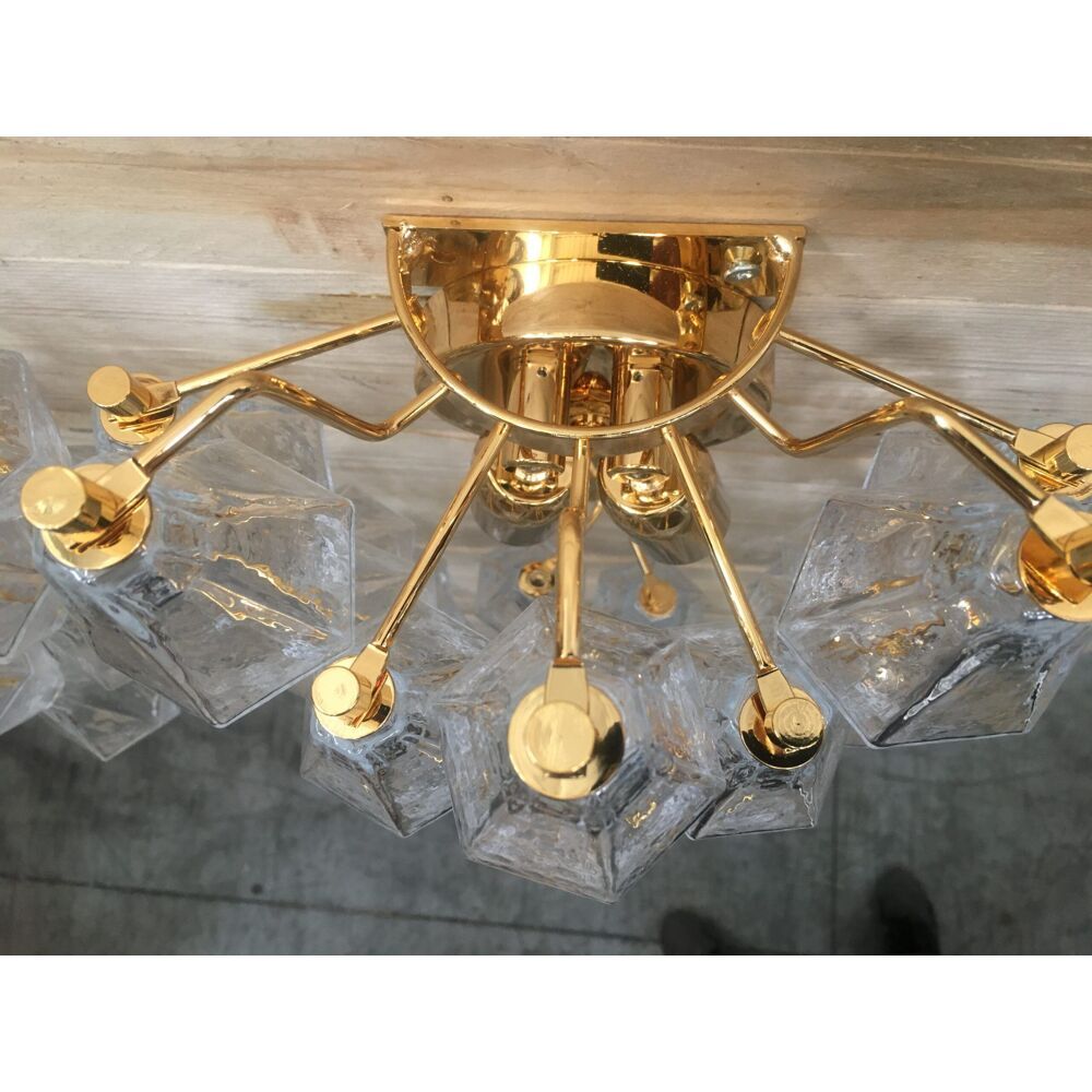 Transparent “poliedri” murano glass wall sconce