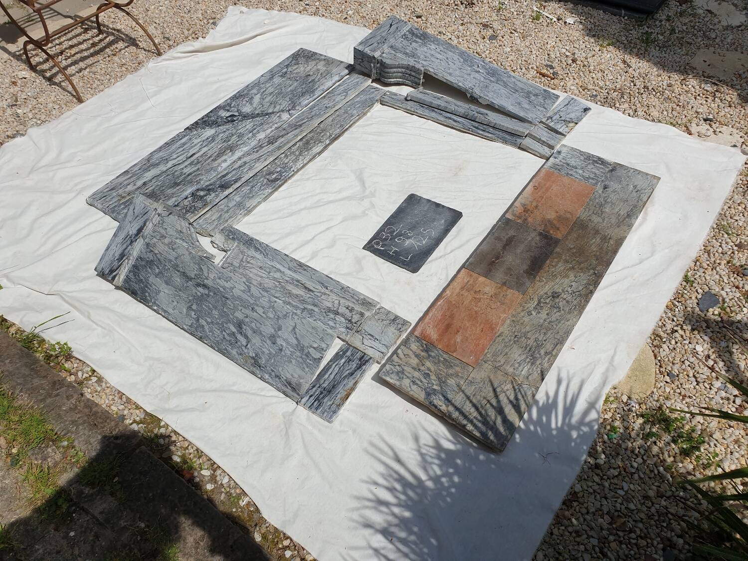 Napoleon III modillion fireplace in gray marble late 19th century