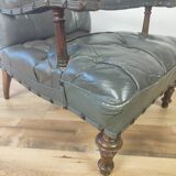 Leather antique library chair around 1860s