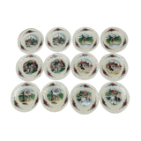 12 plates of the Obernai earthenware décor service signed Henri Loux