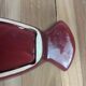 Vintage red ceramic butter dish + matching knife