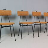 Set of 4 Italian dining chairs newly upholstered 1950s