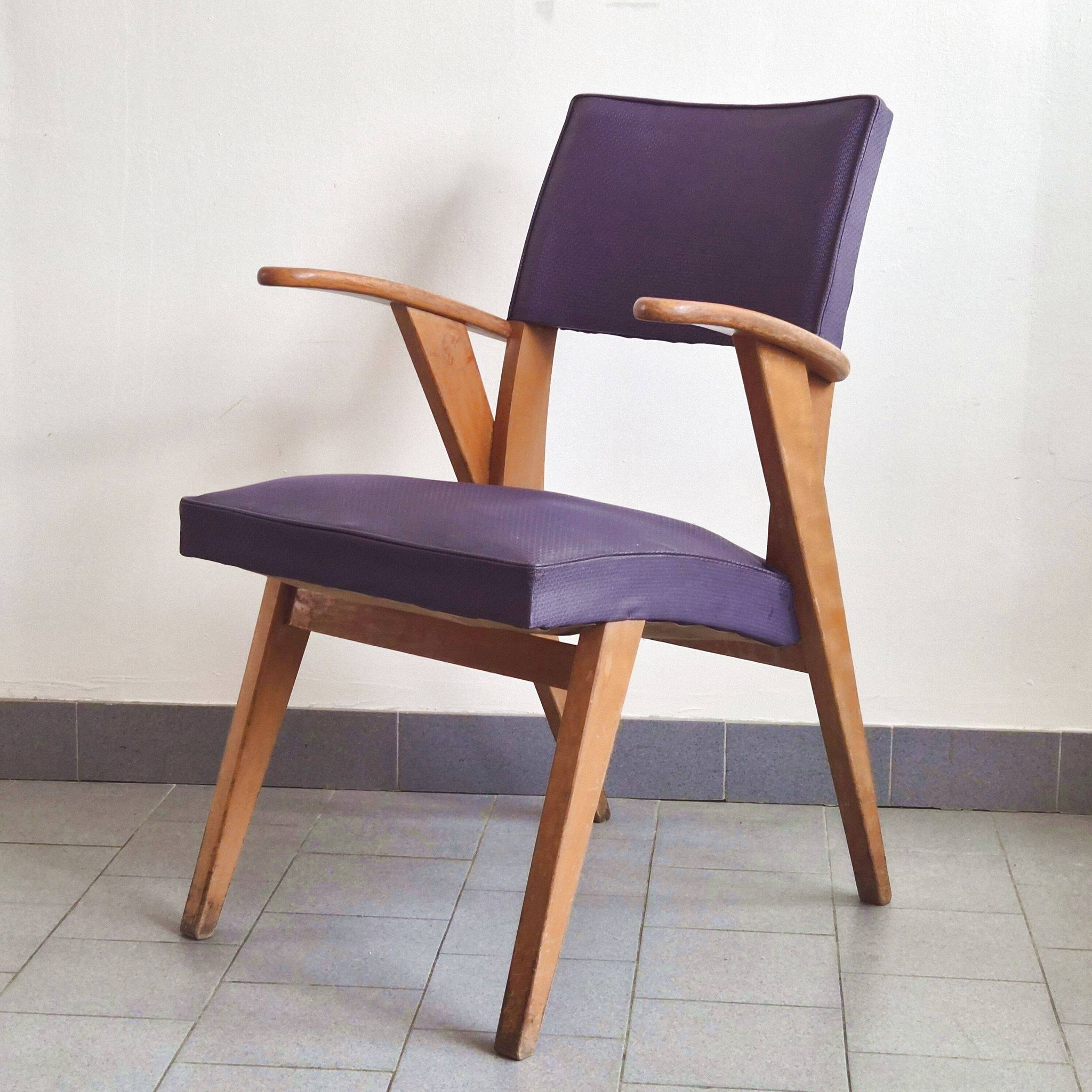 Pair of vintage bridge armchairs from the 1950s.