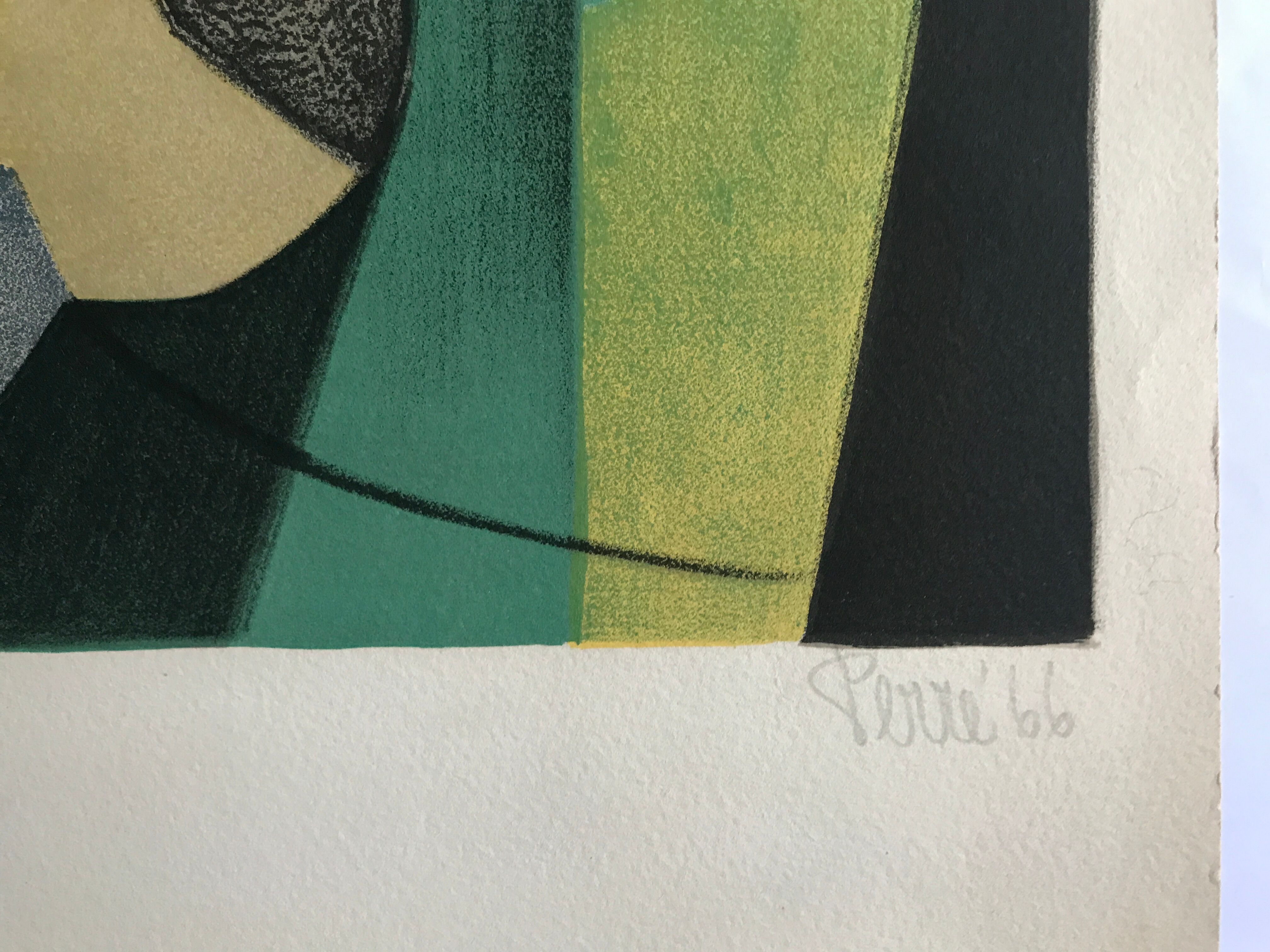 Original lithograph signed in pencil by danièle perré, untitled, 1966