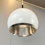 Ball light, white lacquered metal, vintage from the 70s