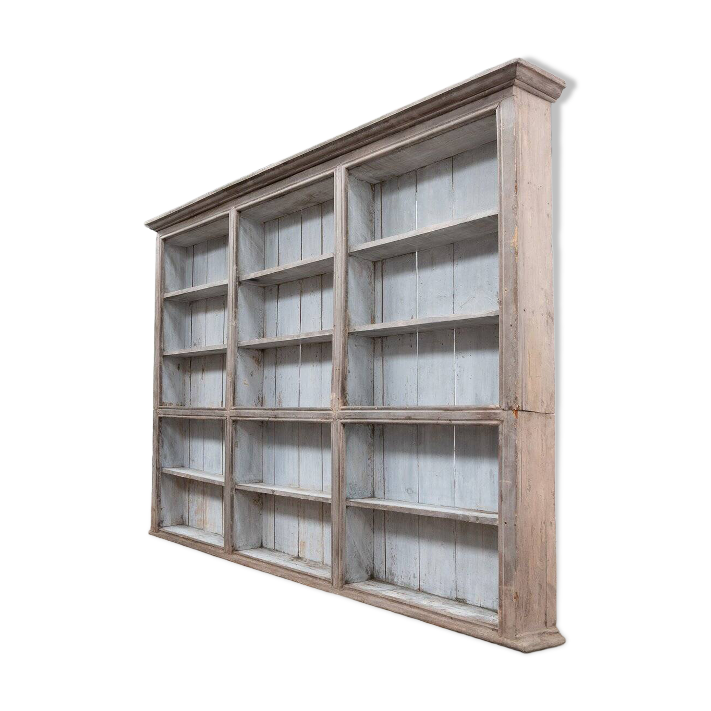Large Antique French Painted Wooden Bookcase, 1830