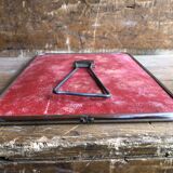 Ancien miroir barbier contour alu + trépied décoration années 50 vintage
