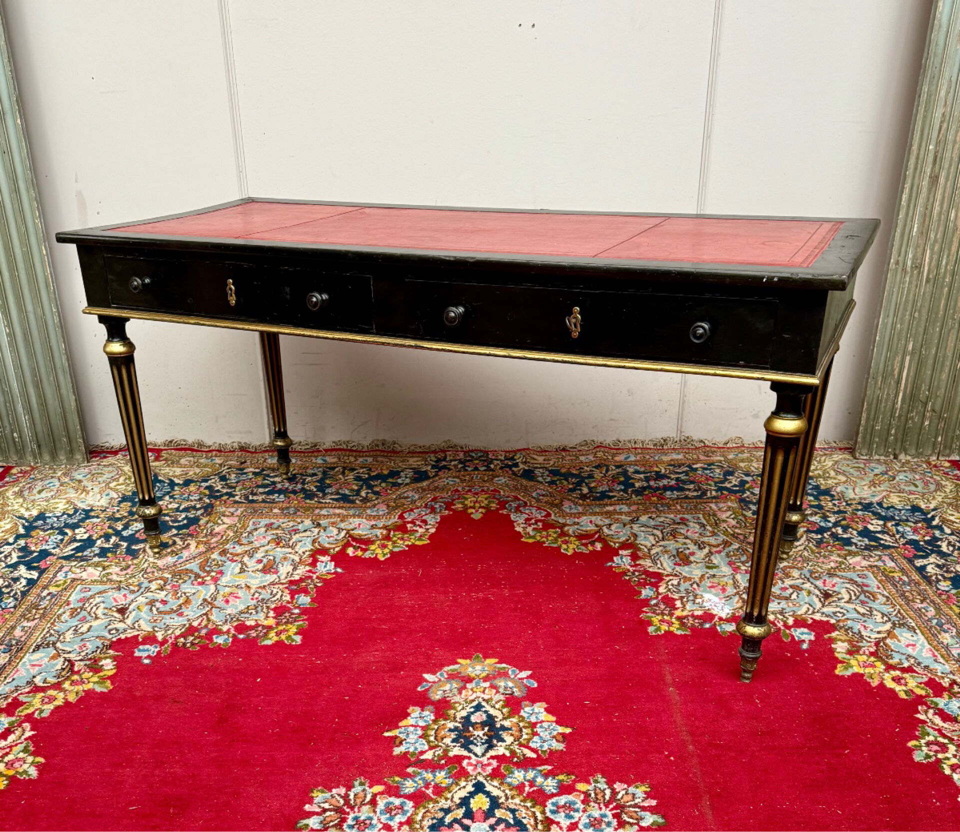 Black lacquered desk in 19th century louis xvi style