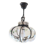 Vintage Venetian cage pendant light in blown Murano glass, 1950/1970