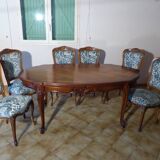 Louis XV style table and 6 chairs in solid wood, excellent condition