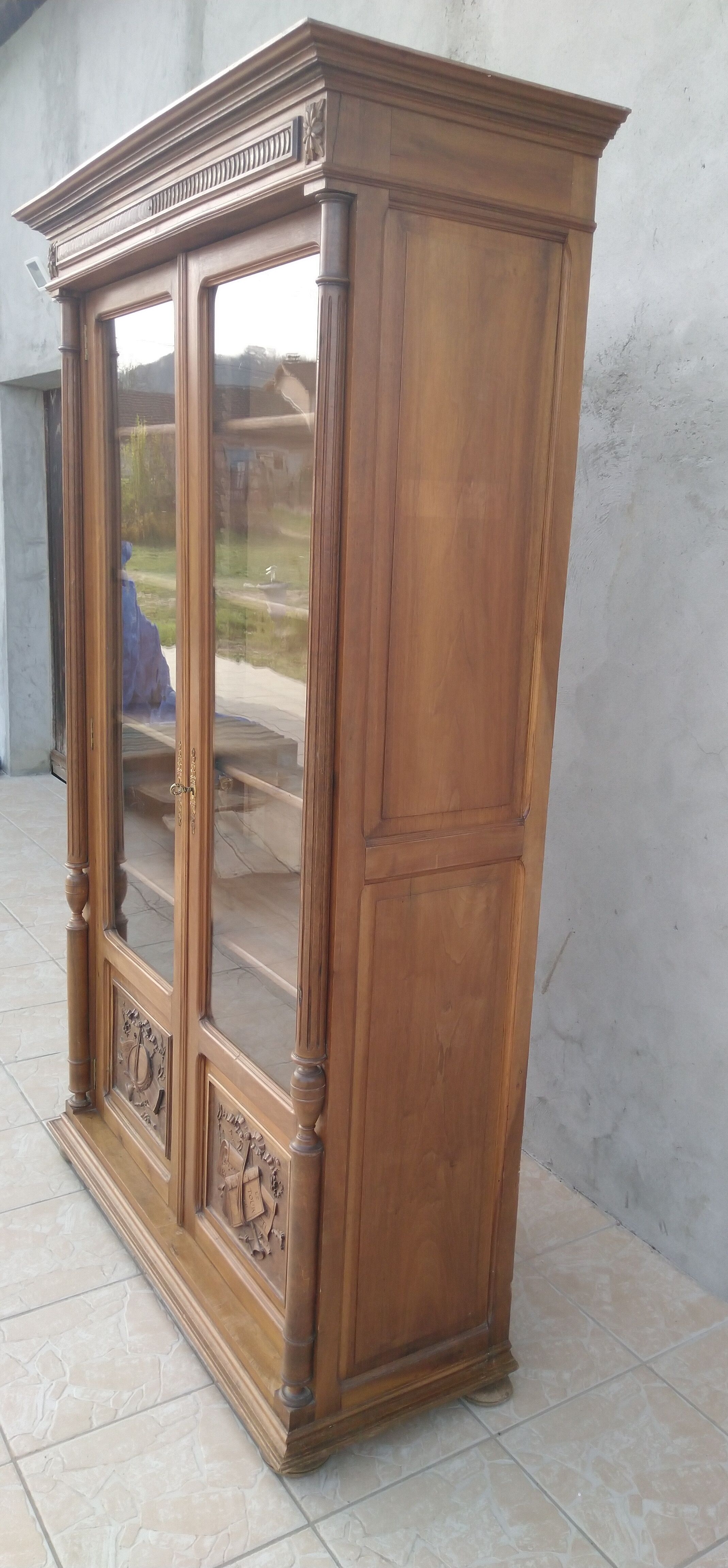 Louis XVI-style walnut library