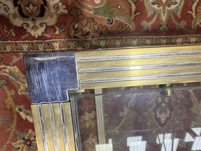 Table basse - Bout de canapé 1970 en métal chromé et verre