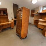 VINTAGE ART DECO FILE FILE / ROLLER SHUTTER CABINET