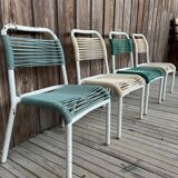 Set of 4 vintage 1960s Scoubidou children's chairs
