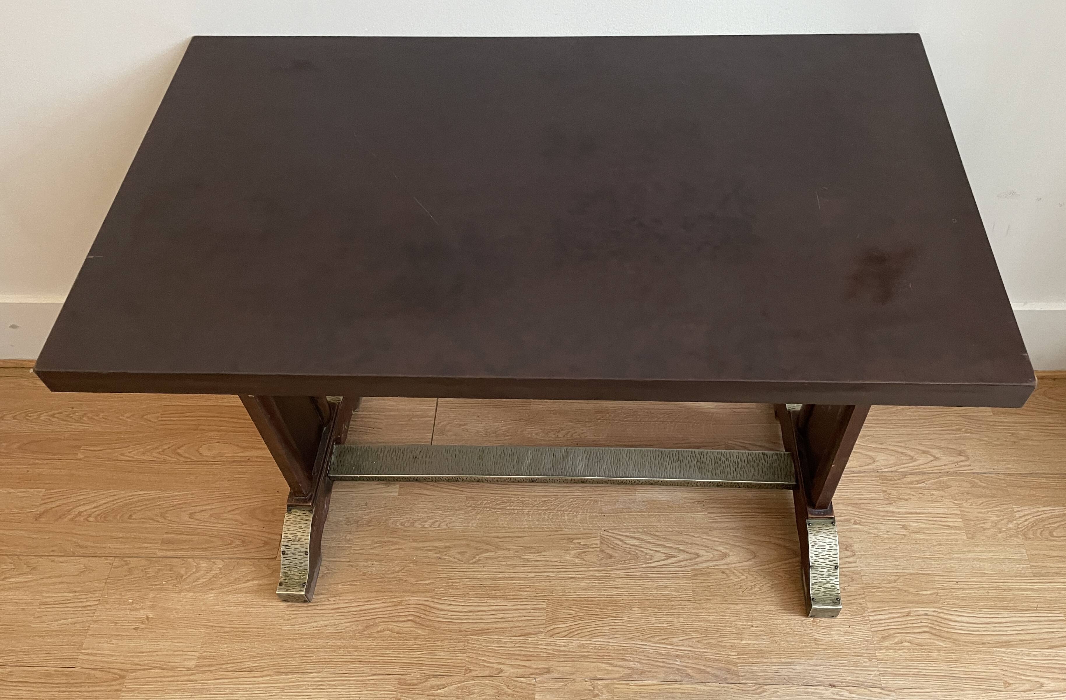 Bistro table in wood formica and zinc 1930s
