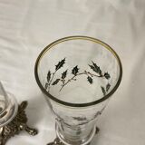 Paire de vases soliflore en verre emaille pied griffe en régule napoleon III