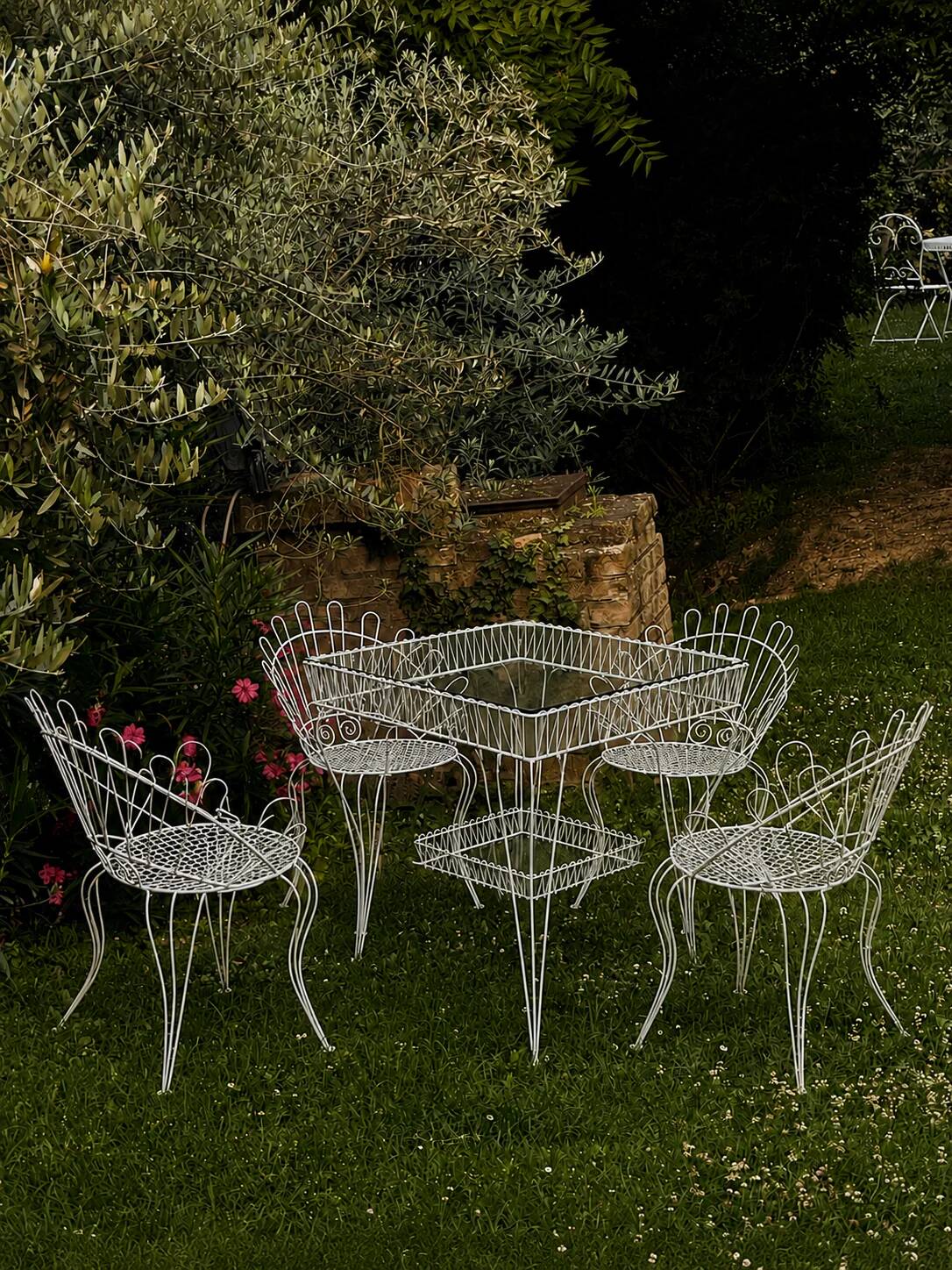 Wrought iron garden dining set, Italy 1960