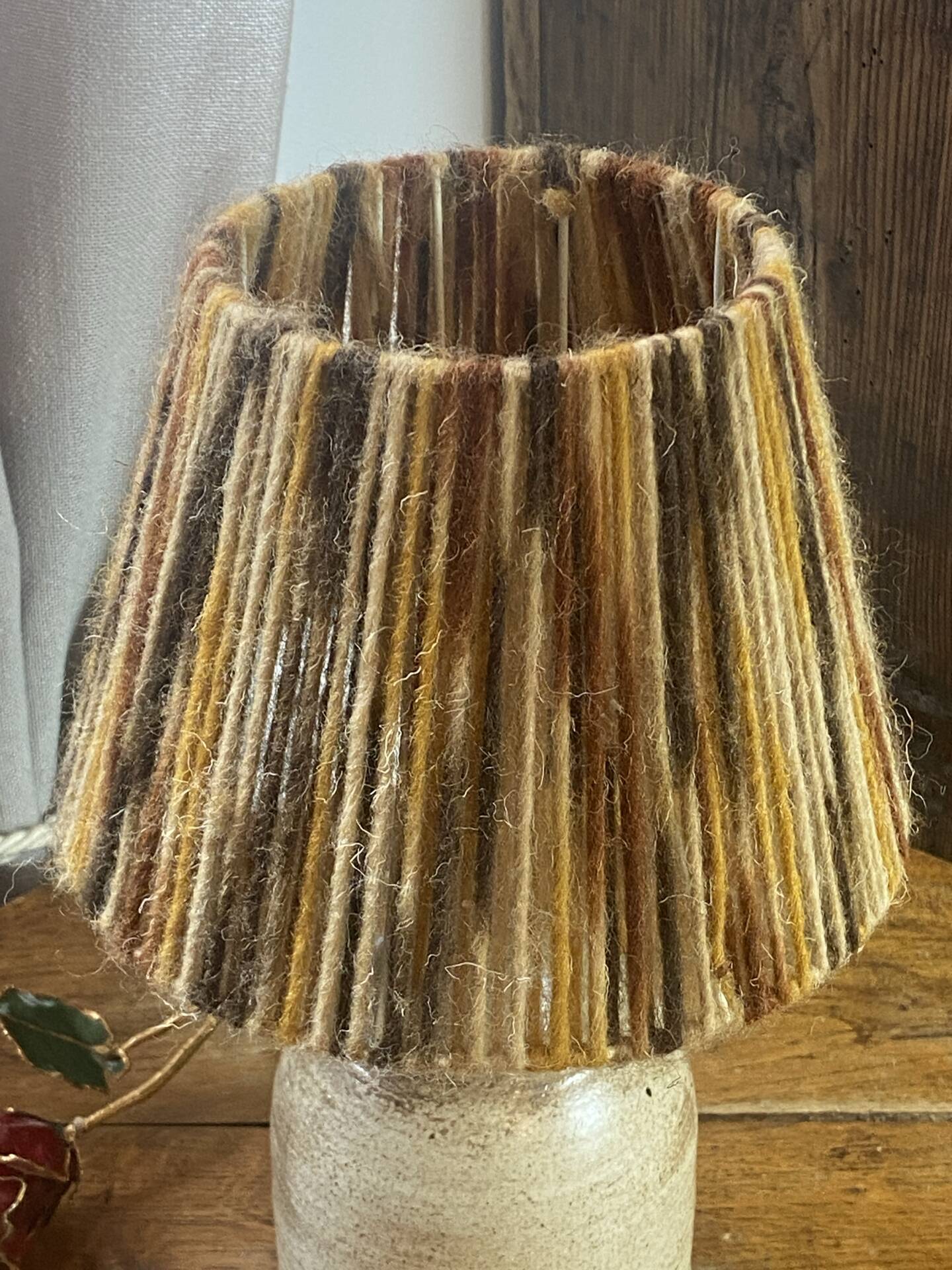 Stoneware lamp, wool lampshade