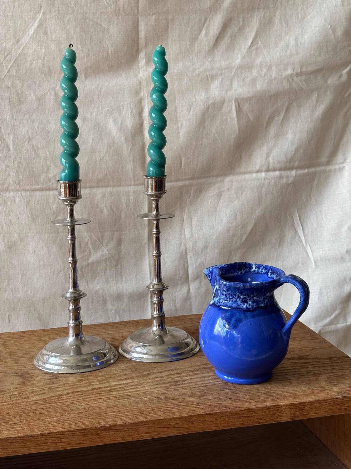 Silver-plated metal candlesticks imitating bamboo, 1960