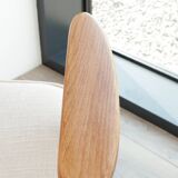 Fauteuil Lounge Vintage Crème Blanche Tissu Bois Naturel Design Scandinave