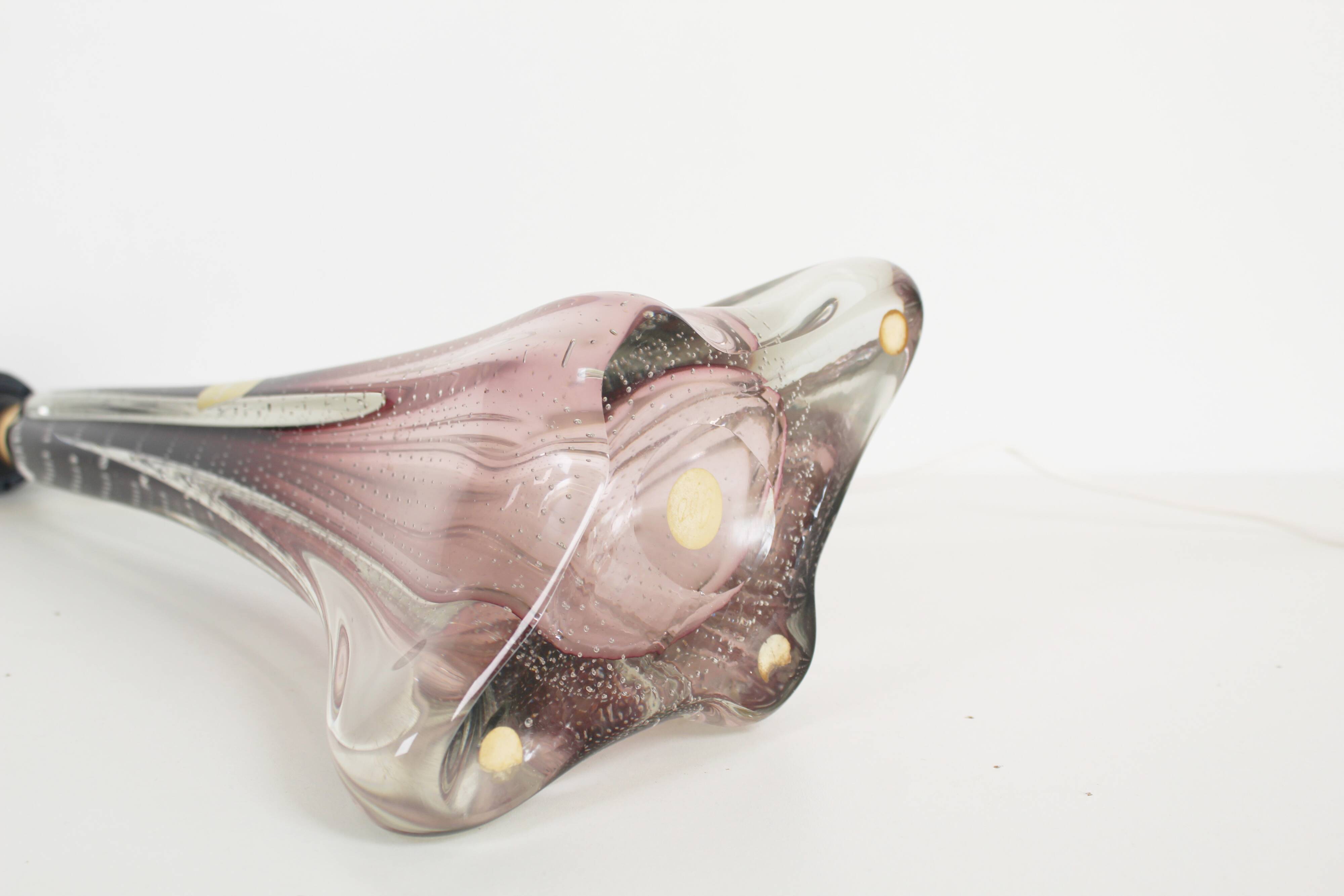 Vintage French crystal glass table lamp in the style of Val Saint Lambert