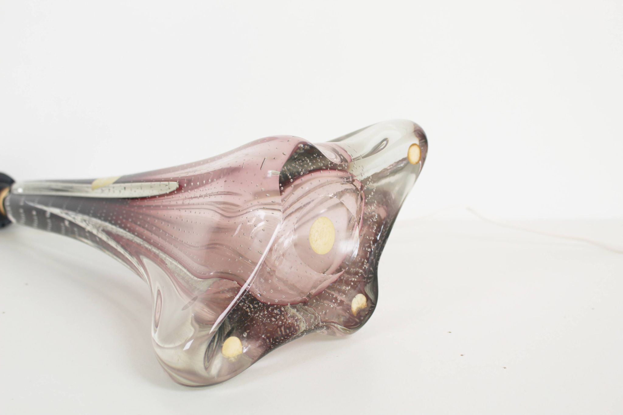 Vintage French crystal glass table lamp in the style of Val Saint Lambert