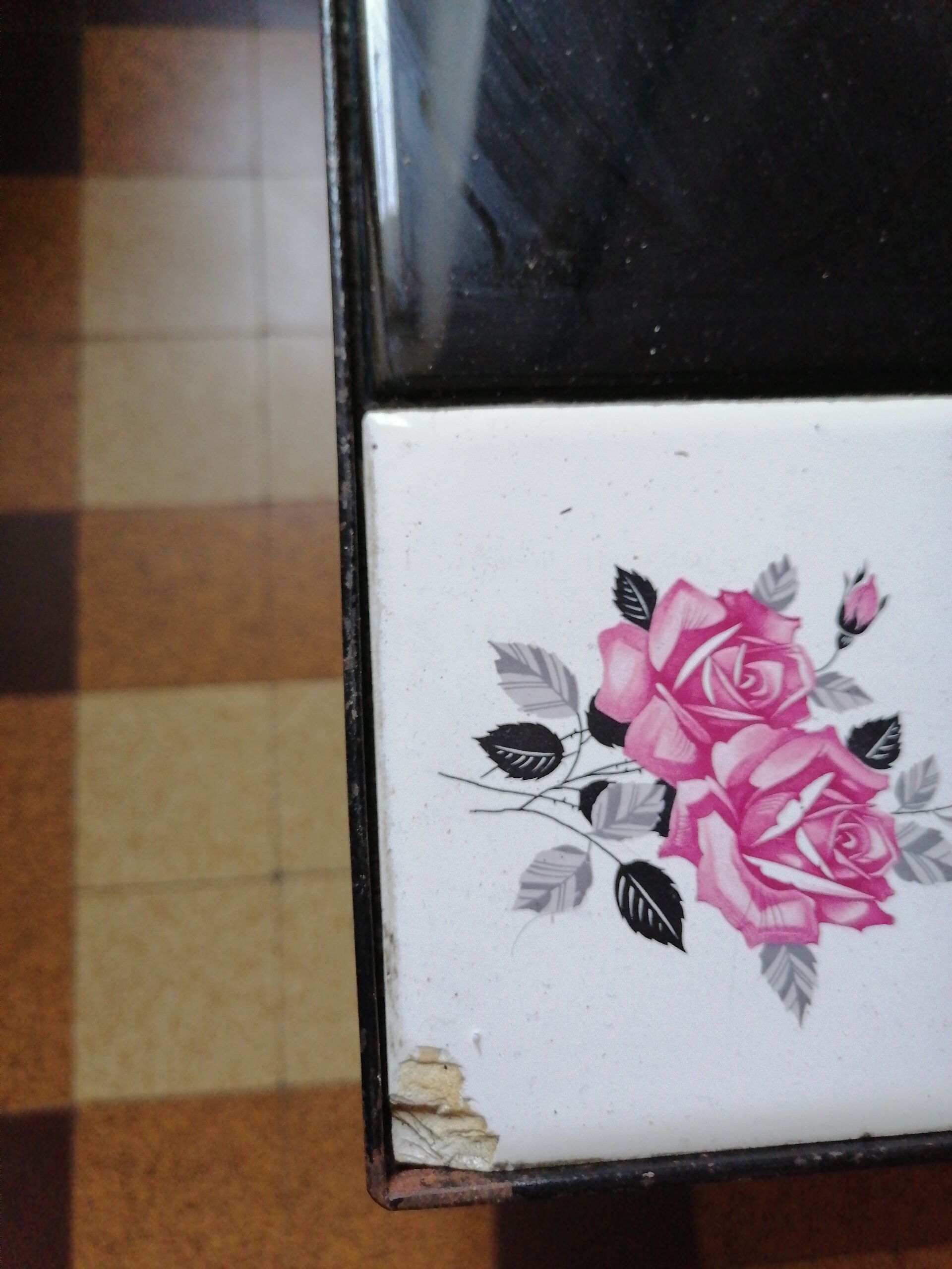 Coffee table structure iron ceramic black and white 1950/60